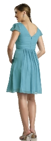 Modest Half Sleeves Pleated Short Party Dress back