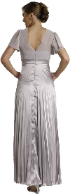 Half Sleeved Formal Evening Dress with Pleated Skirt back