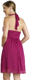Halter Neck Shirred Short Bridesmaid Party Dress back