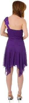 Ruched Asymmetric Hem Short Party Dress back