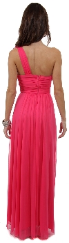 Single Floral Applique Shoulder Long Formal Dress back