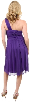 One Soulder Floral Accent Short Party Dress  back