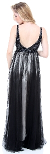 Plus Size Full Length Formal MOB Evening Gown with Jacket back in Black/Silver