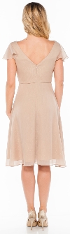 V Neck Formal Dress with Sleeves and Shirred Bust back