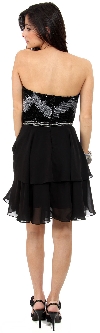 Strapless Ruffled Skirt Sequined Bust Short Prom Dress  back