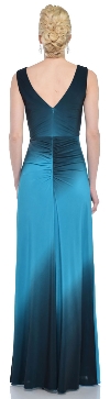 V-neck Wrap Style Ombre Formal Dress with Front Sash back