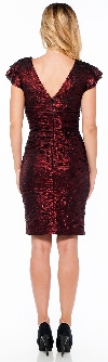 Form Fitting Knee Length Cocktail Dress with Cap Sleeves back