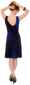 V-neck Short Sleeveless dress with Braid at waist back in Royal Blue