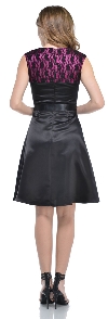 Satin & Lace Short Dress with Detachable belt back