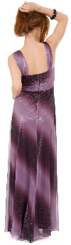 Long Formal Ombre Dress with Metallic Animal Foiling  back in Plum