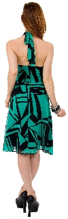 Halter NeckKnee Length Dress in Geometric Print back