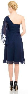 One Shoulder Flutter Sleeve Knee Length Party Dress back