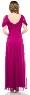 U-Neck Empire Cut Long Formal Dress With Hanging Sleeves back