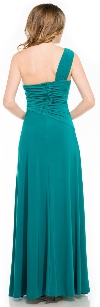 One Shoulder Jersey Long Formal Dress with Sash on side  back