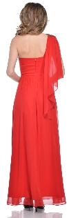 One Shoulder Long Formal Dress with Sash at back back