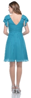 Wrap Style Short Party Dress with Ruffled Sleeves back