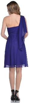 One Shoulder Short Party Dress with Sash at Back back