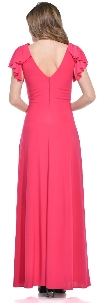 V-Neck Wrap Style Jersey Long Formal Dress back