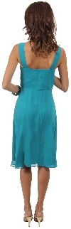 V-Neck Knee Length Formal Party Dress with Pleating  back