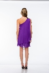 Roman Inspired One Shoulder Draped Cocktail Party Dress  back