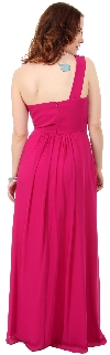 Bejeweled One Shoulder Long Formal Bridesmaid Dress back