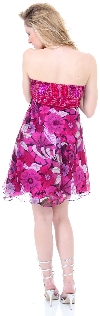 Strapless Floral Print Short Homecoming Party Dress back