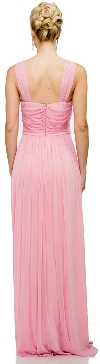 Pearls U-Neck Ruched Long Formal Bridesmaid Dress  back in Dark Rose