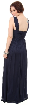 Pearls U-Neck Ruched Long Formal Bridesmaid Dress  back