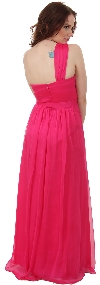 One Shoulder Belt Waist Long Formal Bridesmaid Dress back