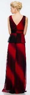 V-Neck Ombre Peplum Long Dress with Decal on Waist back
