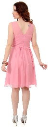 Semi Sheer Top Chiffon Short Party Bridesmaid Dress back in Dusty Pink