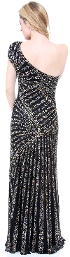Full Length Sophisticated Sequined Evening Gown back