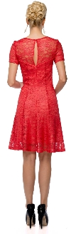 Short Sleeves Metallic Lace Short Formal Party Dress back