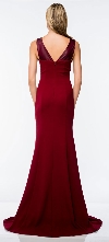 Faux Leather Panel Fitted Long Formal Evening Dress back