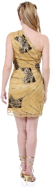 One-Shoulder Sequined Formal Dress back in Mustard Gold