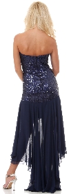 Strapless Sequins Bodice High Low Formal Evening Party Dress back in Navy