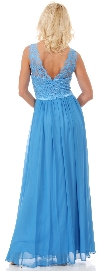 Scalloped Boat Neck Lace Long Formal Bridesmaid Dress. back