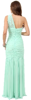 One Shoulder Shirred Mermaid Style Long Formal Prom Dress back in Mint