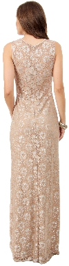 Floral Metallic Lace Long Formal Bridesmaid Dress back in Taupe