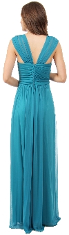 Scoop Neck Broad Straps Shirred Long Formal Bridesmaid Dress back in Jade Green