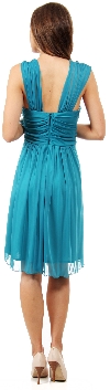 Scoop Neck Broad Shirred Short Bridesmaid Party Dress back in Jade Green