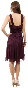 U-Neck Short Party Dress with Pearls & Diamond Accent back in Plum