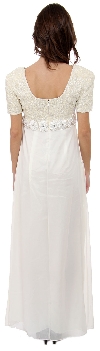 Floral Waistline Detail Short Sleeved Long Formal Gown back