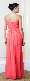 Pleated Bust Spaghetti Straps Long Formal Bridesmaid Dress back