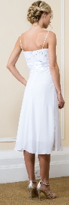 Lace Top Chiffon Skirt Formal MOB Dress with Bolero back in White