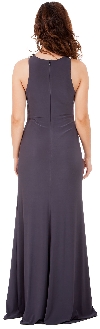 Round Bejeweled Neck Jersey Long Formal Evening Dress back