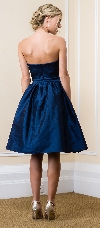 Strapless Solid Color Knee Length Bridesmaid Party Dress back