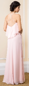 Halter Neck Ruffled Bodice Long Bridesmaid Dress back
