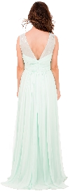 V-Neck Bejeweled Shoulders Ruched Formal Bridesmaid Dress back in Mint