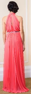 High Halter Neck Long Formal Bridesmaid Dress with Keyhole back